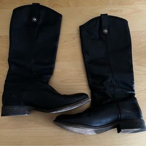 Frye Melissa Button Tall Boots in Black Leather - Size 8.5